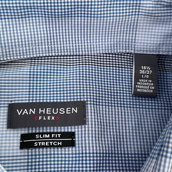 Men’s Van Heusen Flex Slim Fit Stretch Long Sleeve Button Down Dress Shirt Large - Picture 14 of 16